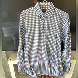 Peter Millar blue brown and white button down